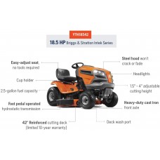 Husqvarna YTH18542 42 in 18.5 HP Briggs & Stratton Hydrostatic Riding Mower