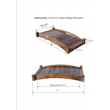 SamsGazebos Zen Japanese Style Wood Garden Bridges, 4', Brown
