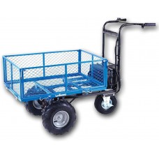 Landworks Utility Cart Hand Truck Power Wagon Super Duty Electric 48V DC 500W AGM Battery 500LBS & 1000LBS+ Load/Hauling Cap Wheelbarrow Barrel Dump w/All Purpose Modular Cargo Bed
