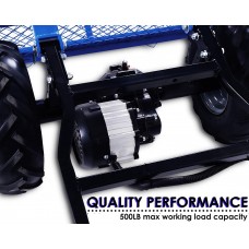 Landworks Utility Cart Hand Truck Power Wagon Super Duty Electric 48V DC 500W AGM Battery 500LBS & 1000LBS+ Load/Hauling Cap Wheelbarrow Barrel Dump w/All Purpose Modular Cargo Bed