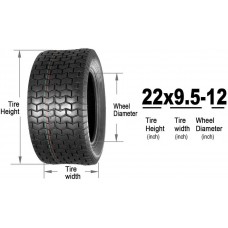 MaxAuto 22x9.5-12 22x9.5x12 Turf Tires for Lawn & Garden Mower 4 Ply, Set of 2