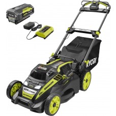 Ryobi 20 in. 40-Volt Brushless Lithium-Ion Cordless Battery Walk Behind Push Lawn Mower 5.0 Ah Battery and Charger Included