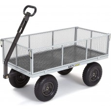 Gorilla Carts GOR1001-COM Heavy-Duty Steel Utility Cart with Removable Sides, 1000-lbs. Capacity, Gray