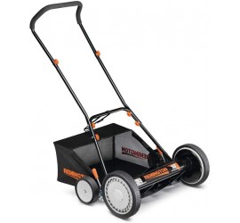 18 in. Manual Walk Behind Reel Lawn Mower with Attachable Bagger and 9 Position Cutting Heights with Bonus Husky Steel Precision File Set with Storage Case (6-Piece)