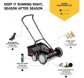 18 in. Manual Walk Behind Reel Lawn Mower with Attachable Bagger and 9 Position Cutting Heights with Bonus Husky Steel Precision File Set with Storage Case (6-Piece)