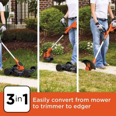 BLACK+DECKER 3-in-1 Lawn Mower, String Trimmer and Edger, 12-Inch  (MTC220)