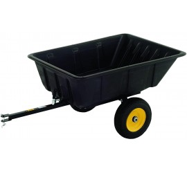 Polar Trailer 9542 LG10 Lawn and Garden Trailer, 69 x 37 x 28-Inch 900 Lbs Load Capacity 10 Cubic Feet with 13 Cubic Feet Heaping Tub Quick Release Tipper Latch Tilt-and-Swivel Dumping for Hauling and Utility, Black
