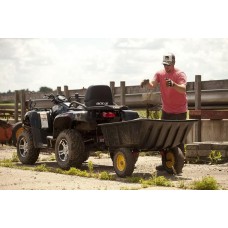 Polar Trailer 9542 LG10 Lawn and Garden Trailer, 69 x 37 x 28-Inch 900 Lbs Load Capacity 10 Cubic Feet with 13 Cubic Feet Heaping Tub Quick Release Tipper Latch Tilt-and-Swivel Dumping for Hauling and Utility, Black