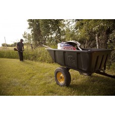 Polar Trailer 9542 LG10 Lawn and Garden Trailer, 69 x 37 x 28-Inch 900 Lbs Load Capacity 10 Cubic Feet with 13 Cubic Feet Heaping Tub Quick Release Tipper Latch Tilt-and-Swivel Dumping for Hauling and Utility, Black