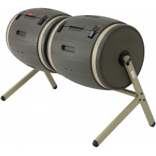 LIFETIME 60309 Outdoor Double Bin Rotating Composter, 100-Gallon, Brown