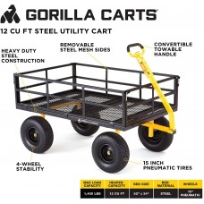 Gorilla Carts GOR1400-COM Heavy-Duty Steel Utility Cart with Removable Sides and 15