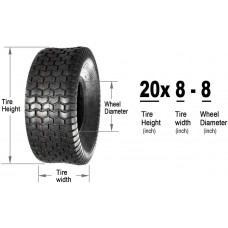 MaxAuto 20x8-8 20x8.00-8 20x8x8 Lawn Mower Tires,4PR, Set of 4