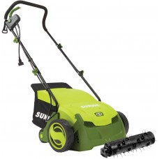 Sun Joe AJ801E 13 in. 12 Amp Electric Scarifier + Lawn Dethatcher w/Collection Bag, Green