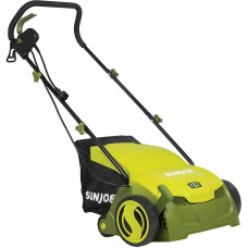 Sun Joe AJ801E 13 in. 12 Amp Electric Scarifier + Lawn Dethatcher w/Collection Bag, Green