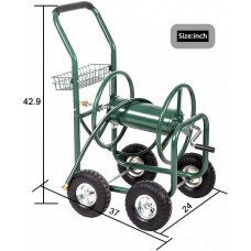 Heavy Duty Garden Water Hose Reel Cart Outdoor Yard Planting W/Basket 50