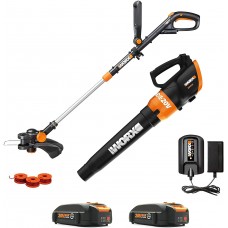 Worx WG954 20V Revolution Grass Trimmer/Edger and Turbine Blower Combo Kit with two 20V (2.0Ah) Batteries, Charger