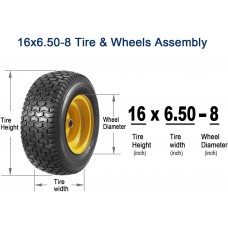 Set of 2 16x6.50-8 Tires and Wheels Assembly for Lawn Mower Tractors, Hub is 3